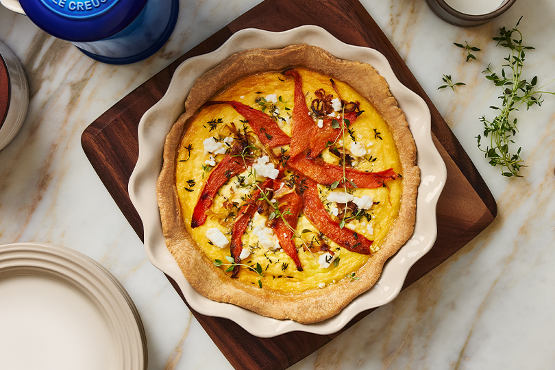Squash, Caramelized Onion And Goat Cheese Quiche